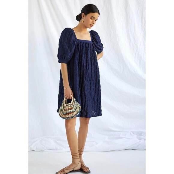 Anthropologie Maeve Eyelet Mini Dress Size Extra Small MSRP: $140 - Picture 1 of 10